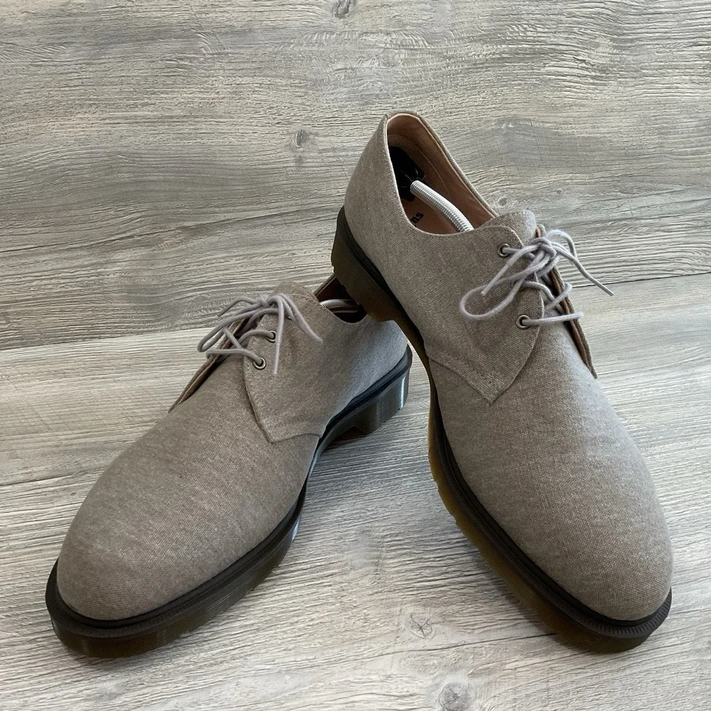 Dr Doc Martens Lester 3 Eye Canvas Oxford Casual Dress Shoes Gray Men's Size 14
